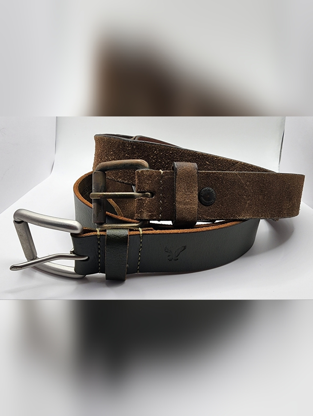 Lot Of 2 Vintage y2k American Eagle Outfitters Leather Belts Brown Green
